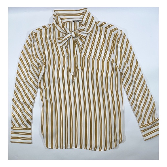 NEW LOFT Striped Bow Neck Blouse (Size: L-1X) NWT - Picture 2 of 7